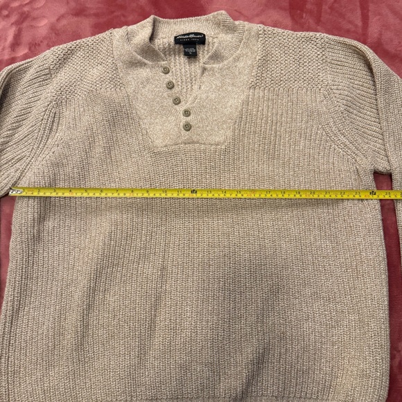 Eddie Bauer Men's Beige Sweater XL grandpacore 100% cotton - Picture 2 of 4
